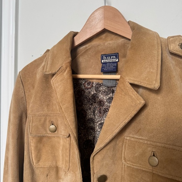 Vintage 90s B.U.M. Equipment Tan Suede Jacket | Western Blazer Y2K Retro L - Picture 4 of 9